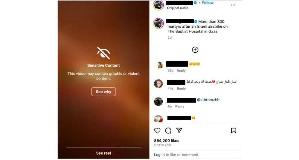 instagram hate content example